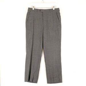 John Weitz By Glen Oaks Wool Dress Pants 34/29 Gray High Rise Flat Front‎